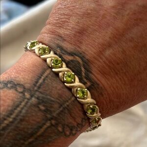 925 Sterling Silver Peridot Tennis Bracelet | Gold Vermeil | X-Link Design